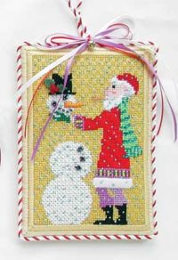 Santa Building a Snowman Ornament
