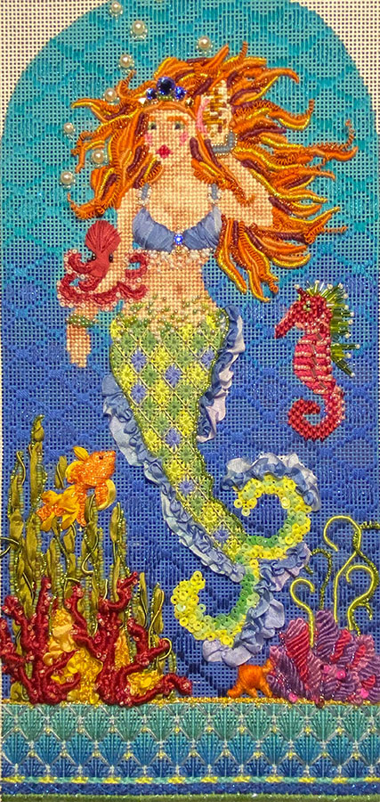 Cross Stitch Pattern Princess in Blue Dress Rising from Sea