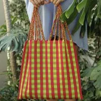 Pink and Lime Woven Bag